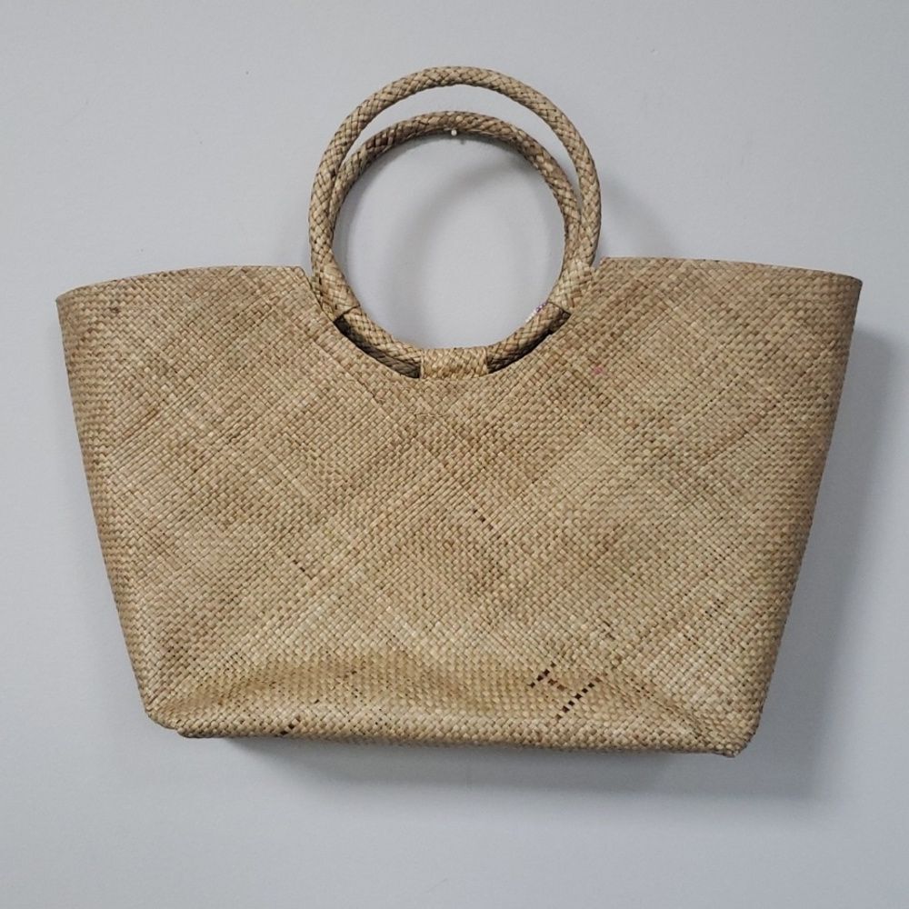 Banago Straw Tote Purse Woven Satchel Tropical Beach Resortwear Vacation - Picture 3 of 5